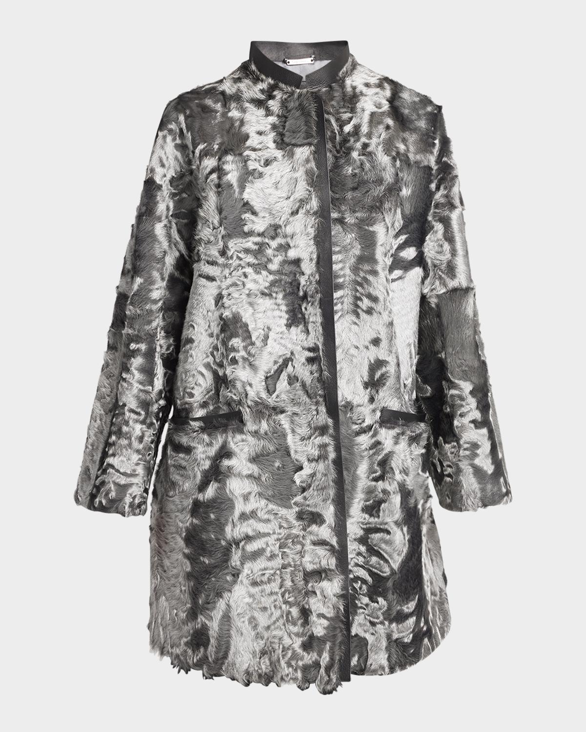 元値110万　GIORGIO ARMANI 黒ラベル ラビットファー ジャケット Giorgio Armani Iridescent Lamb Shearling Zip Coat | Neiman Marcus