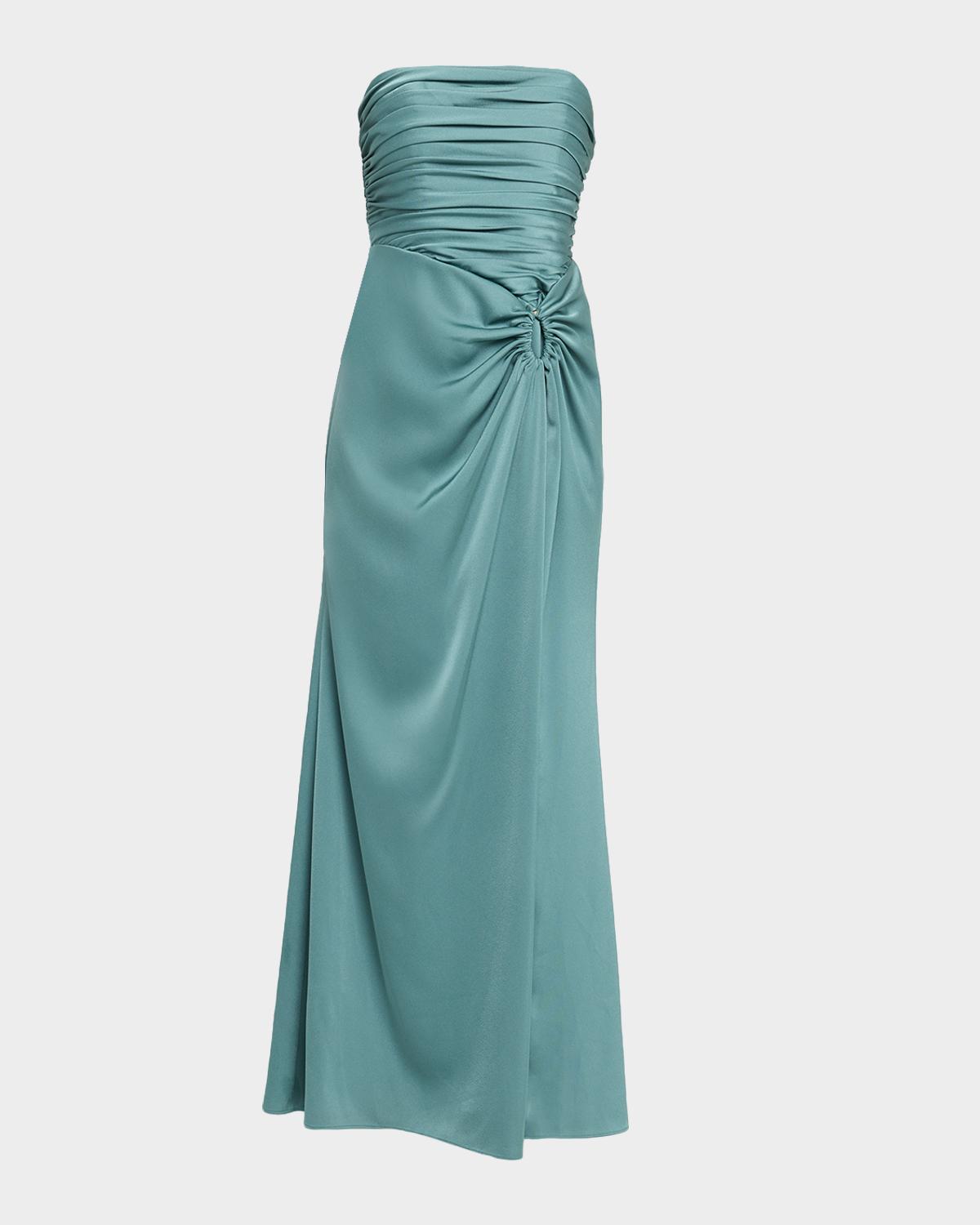Aidan Mattox Strapless Pleated Crepe Back Satin Gown