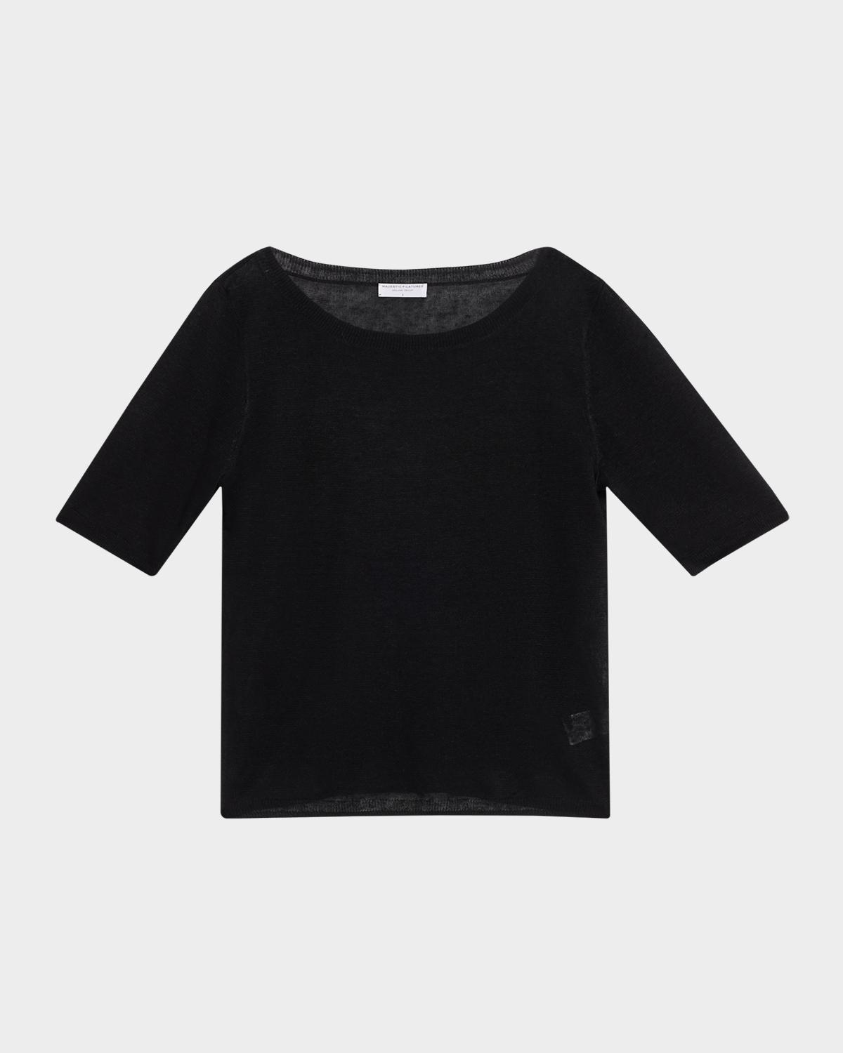 Linen Boatneck Top