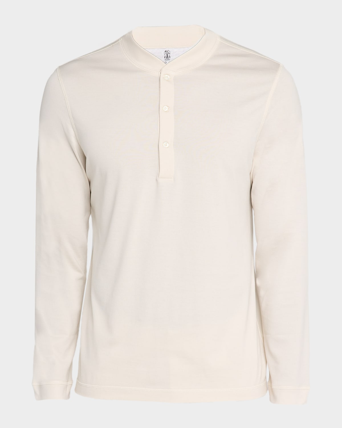 Brunello Cucinelli Men's Cotton Flat Knit Henley Shirt | Neiman Marcus