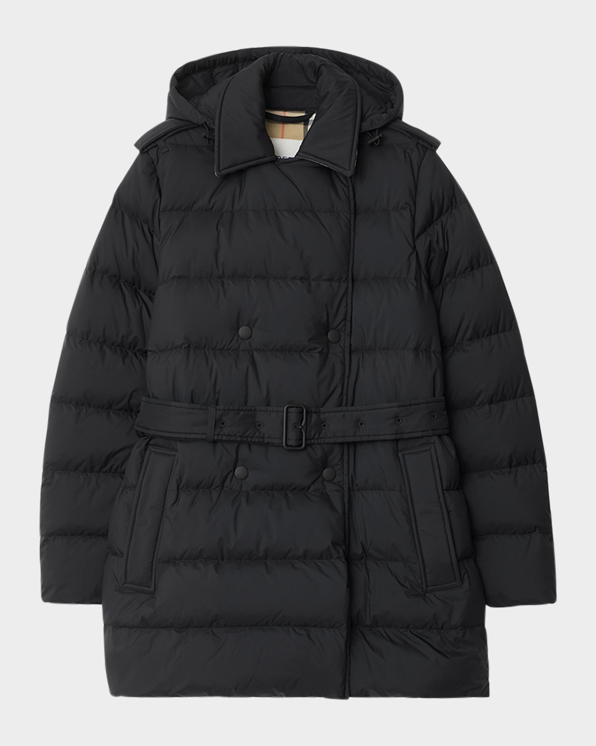 Burberry Kent Belted Parka Jacket With Detachable Hood