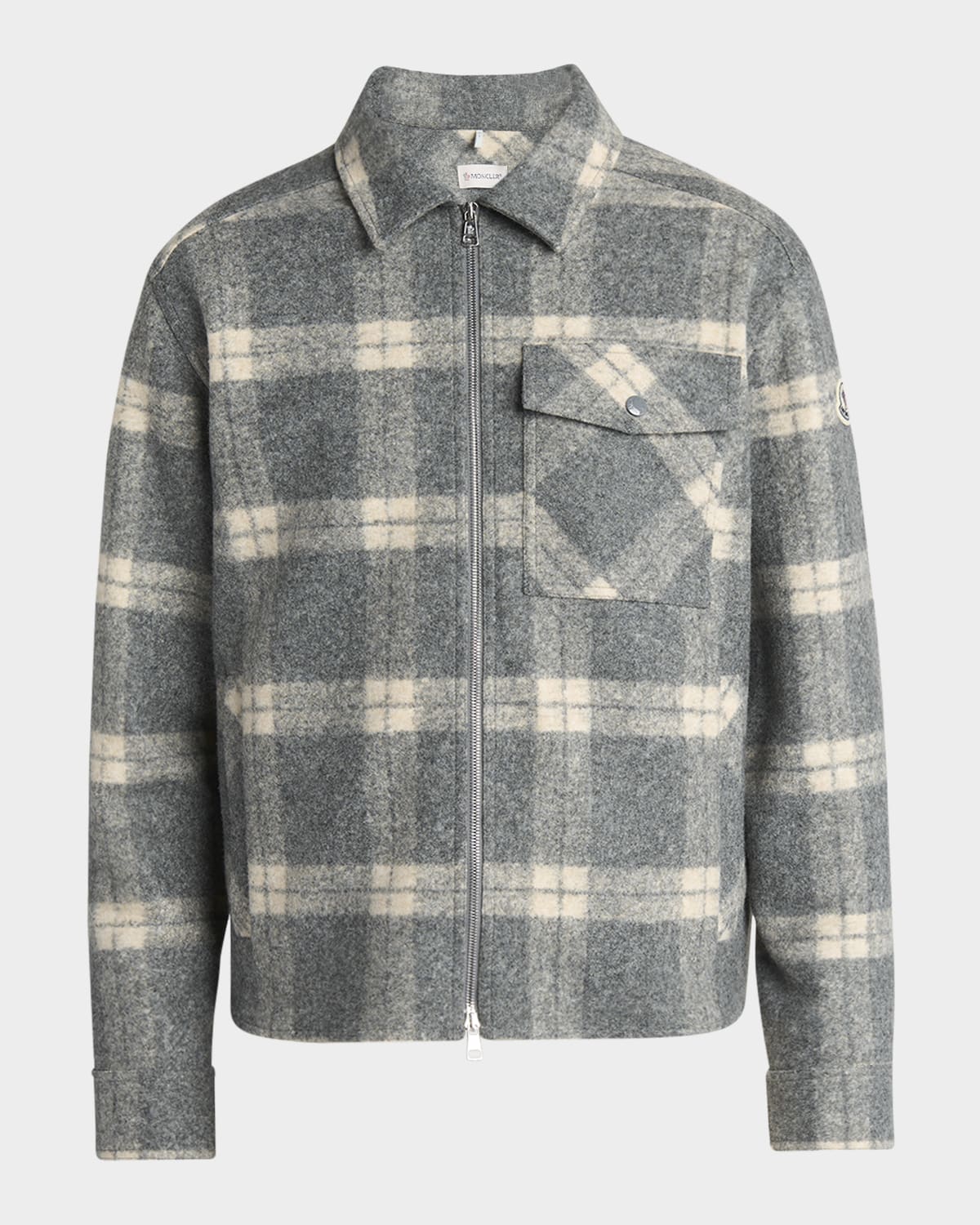 【MONCLER】パッド入りジャケット Moncler Men's Tartan Full-Zip Shirt Jacket | Neiman Marcus
