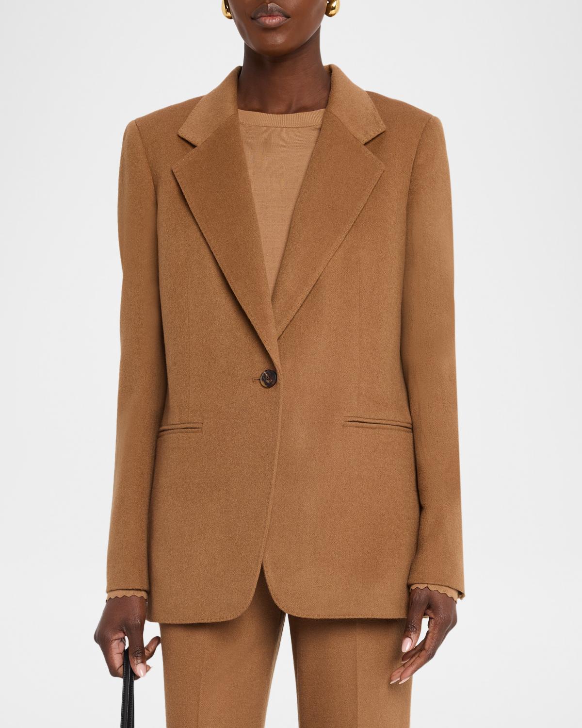 Single-Button Camel Hair Blazer - thumbnail 4