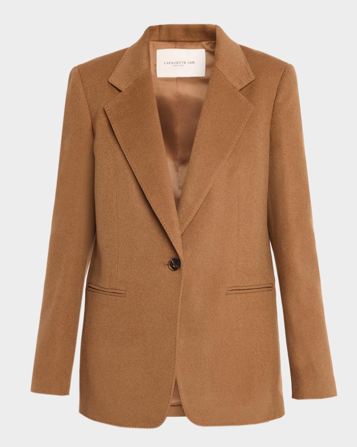 Single-Button Camel Hair Blazer