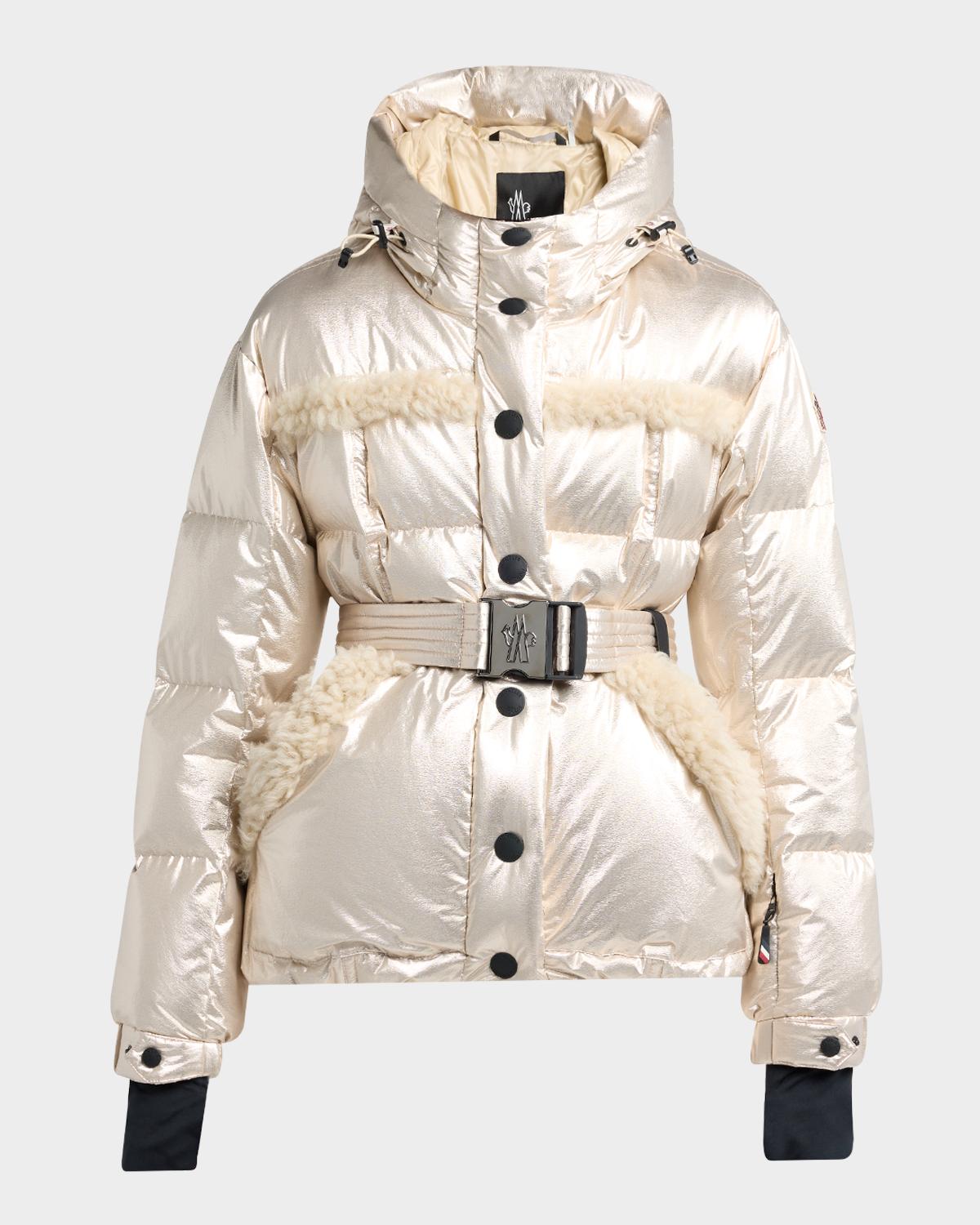 Moncler Grenoble Mondim Metallic Shearling-Trimmed Hooded Down Ski