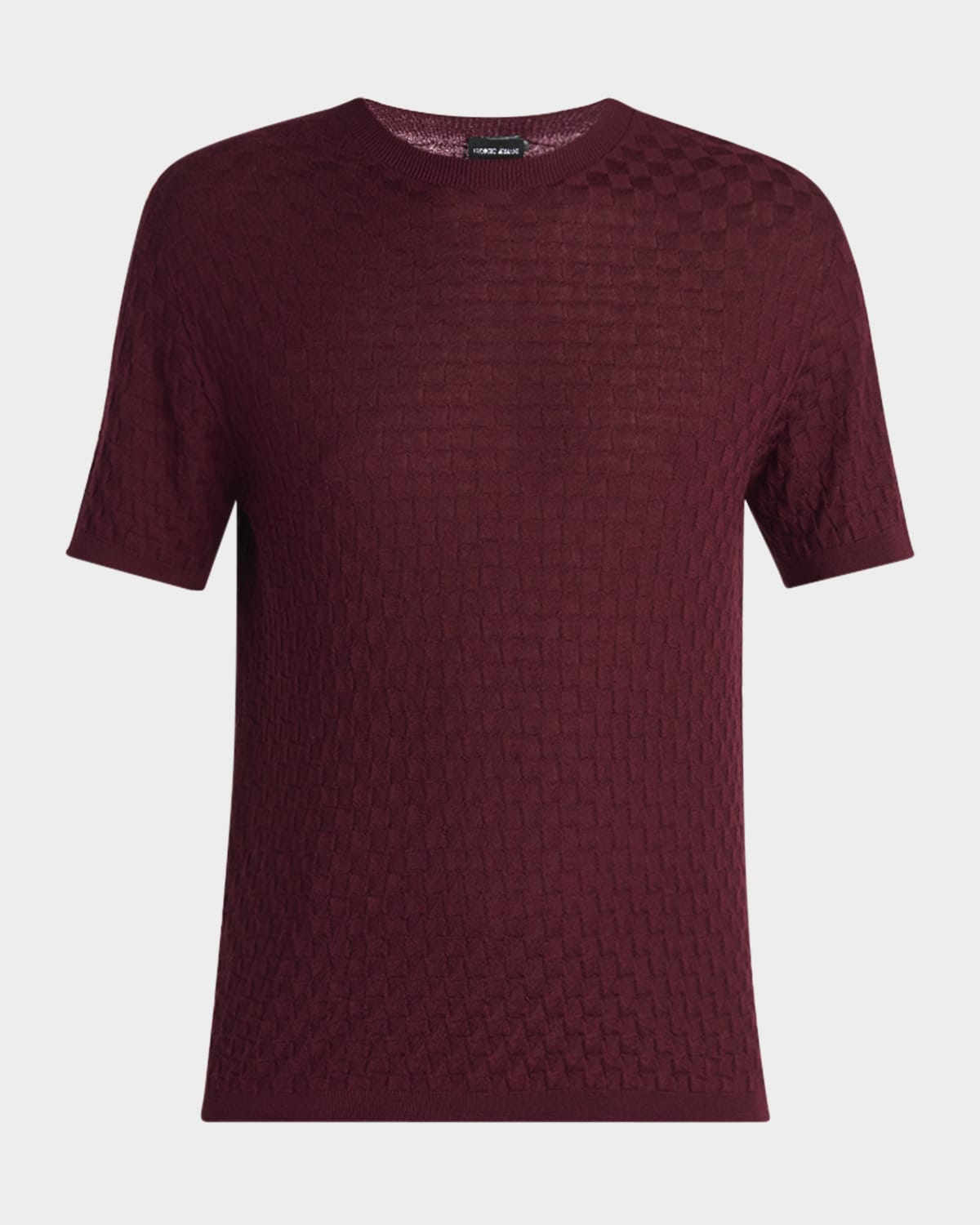 Giorgio Armani Men's Woven Quadrant Cashmere and Silk Crewneck