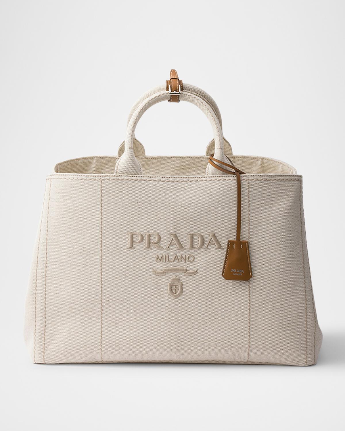 Prada Jardinière Extra Large Linen-Blend Tote Bag | Neiman Marcus