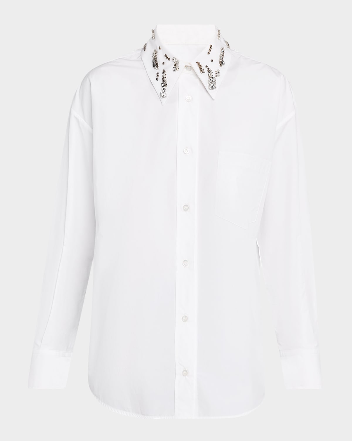 FABIANA FILIPPI Crystal-Embellished Cotton Shirt | Neiman Marcus