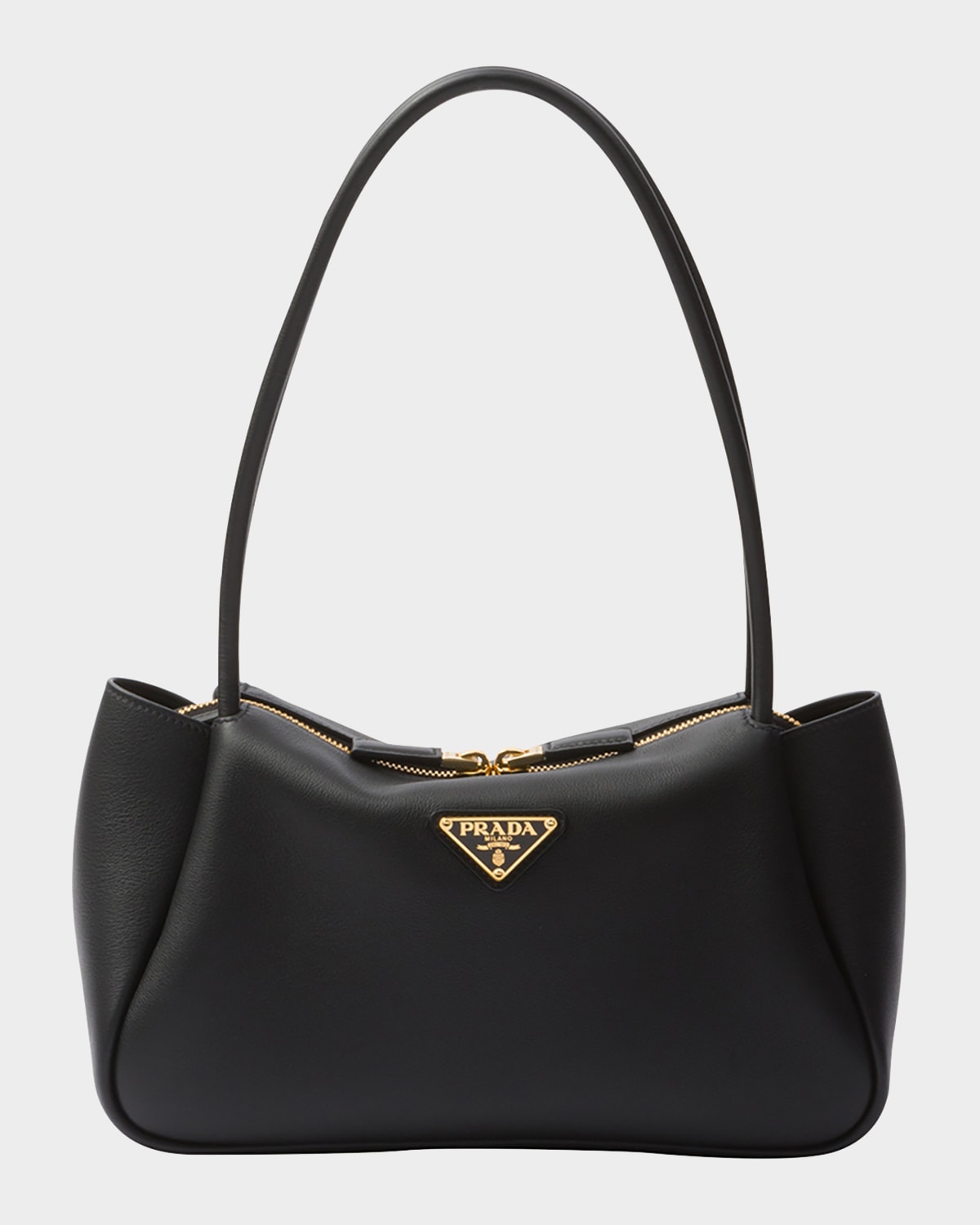 Prada Medium Zip Grain Leather Shoulder Bag | Neiman Marcus