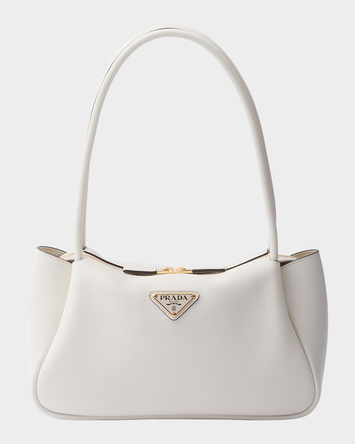 Prada Medium Zip Grain Leather Shoulder Bag | Neiman Marcus