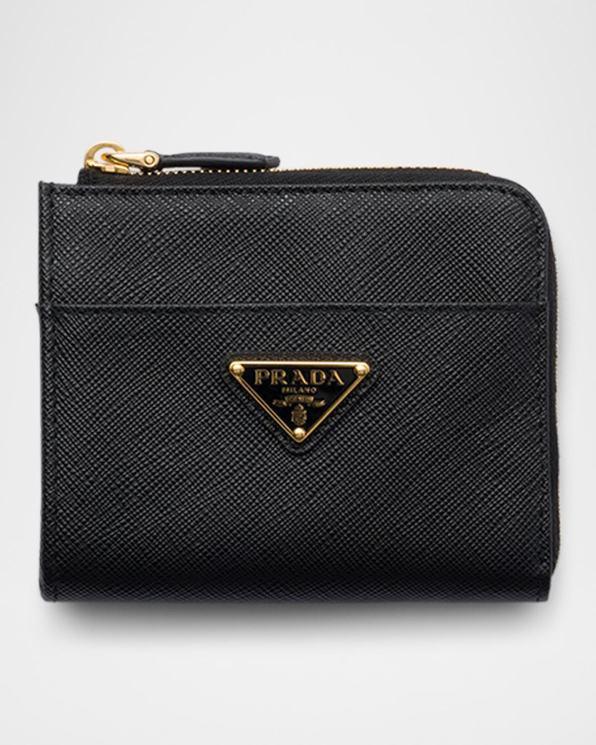 Prada Small Saffiano Leather Zipper Wallet | Neiman Marcus