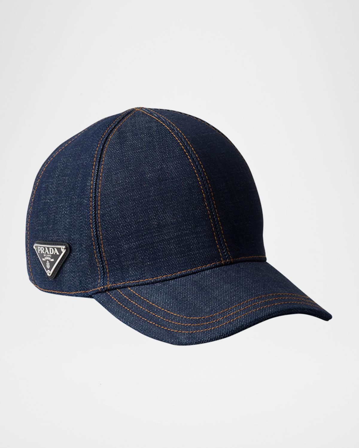 Prada Men's Selvedge Denim Baseball Cap | Neiman Marcus