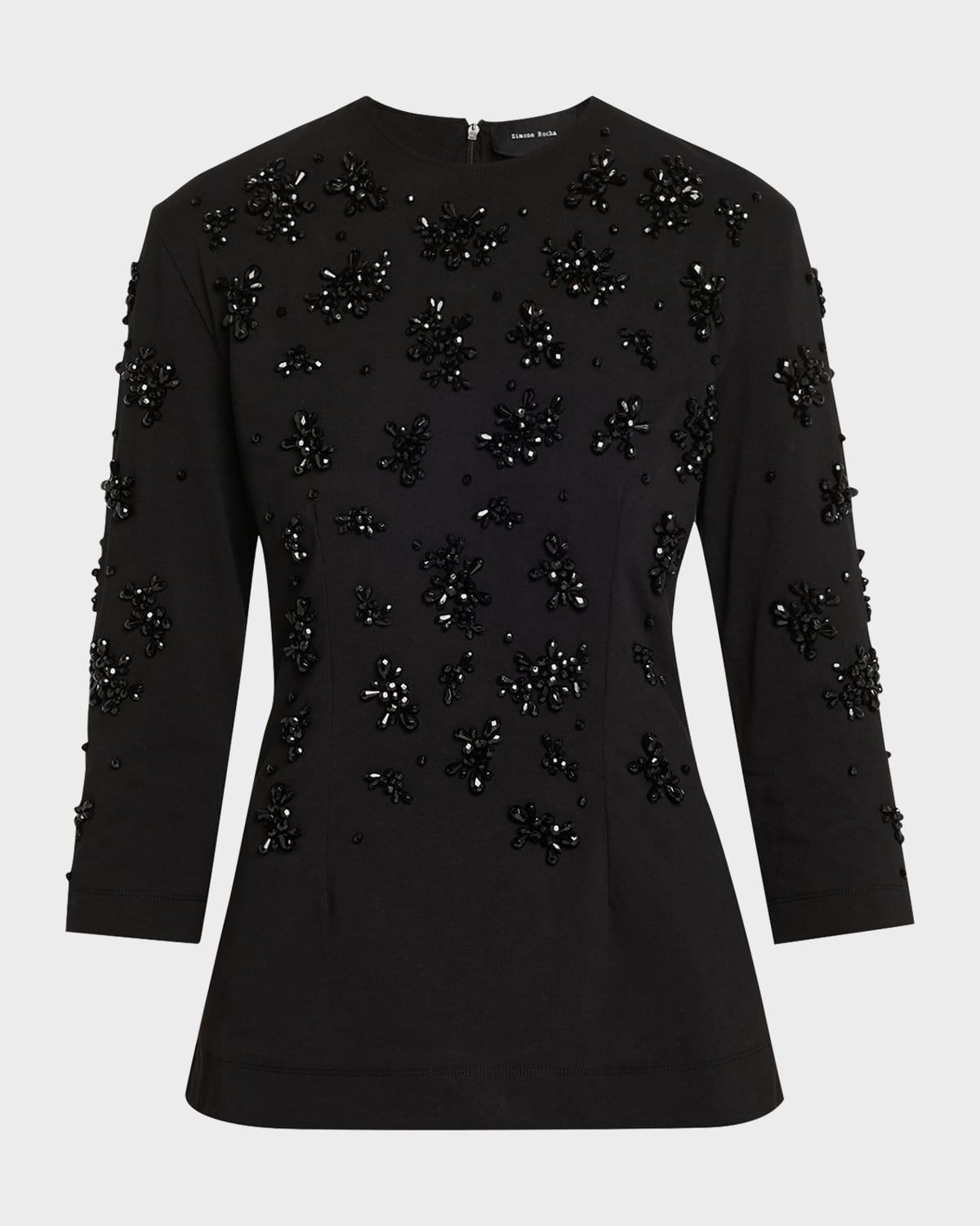 Simone Rocha Turbo Embellished 3/4-Sleeve Top | Neiman Marcus