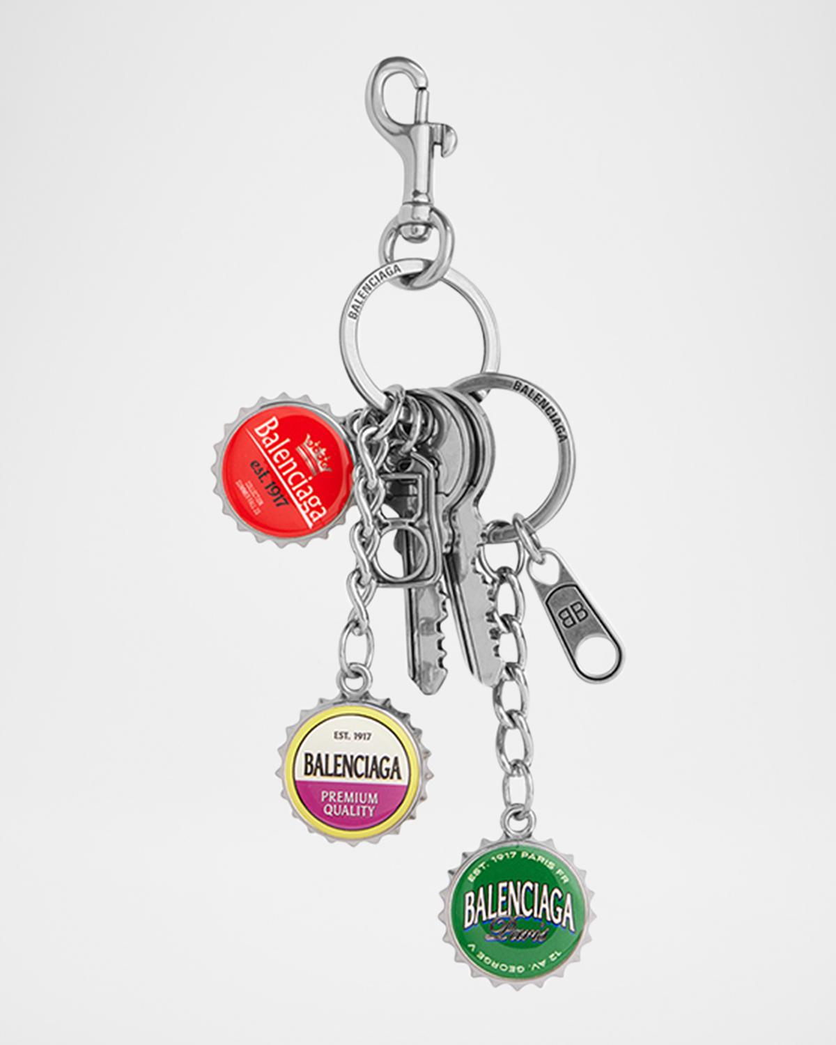 小物 BALENCIAGA KEYRING 3 TAGS CHARM Balenciaga Men's Bottle Cap Charms Keychain | Neiman Marcus