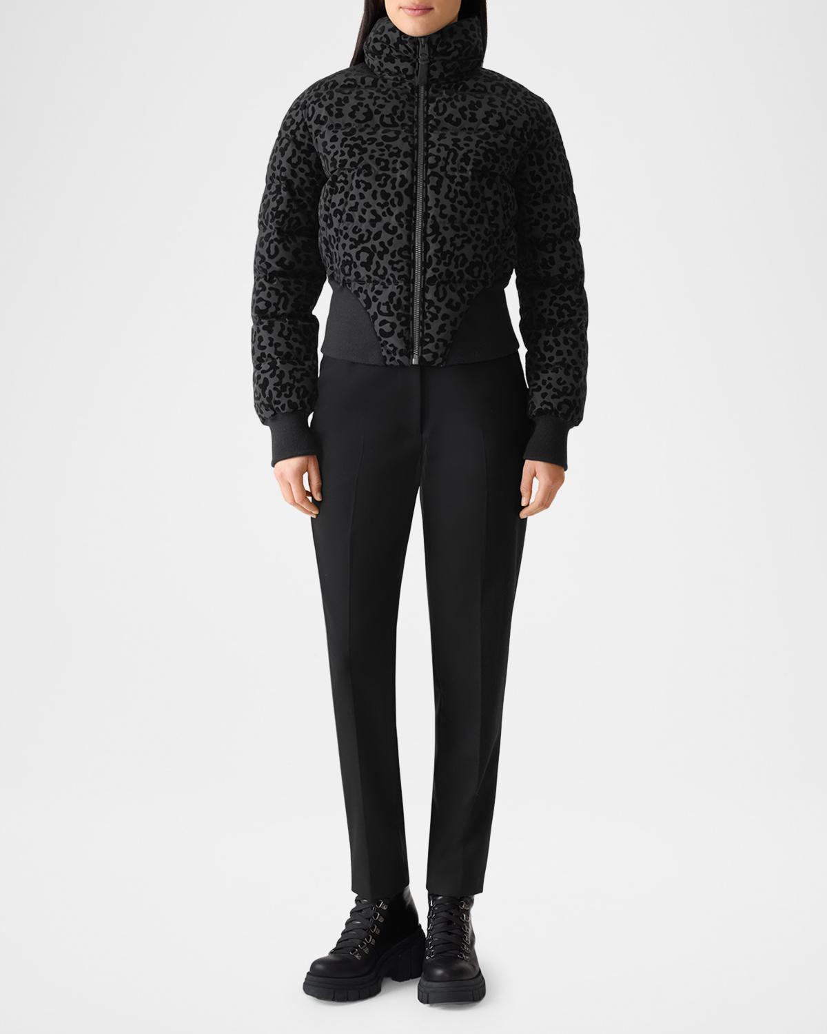 MACKAGE 야야 플립 레오파드 숏 다운 자켓