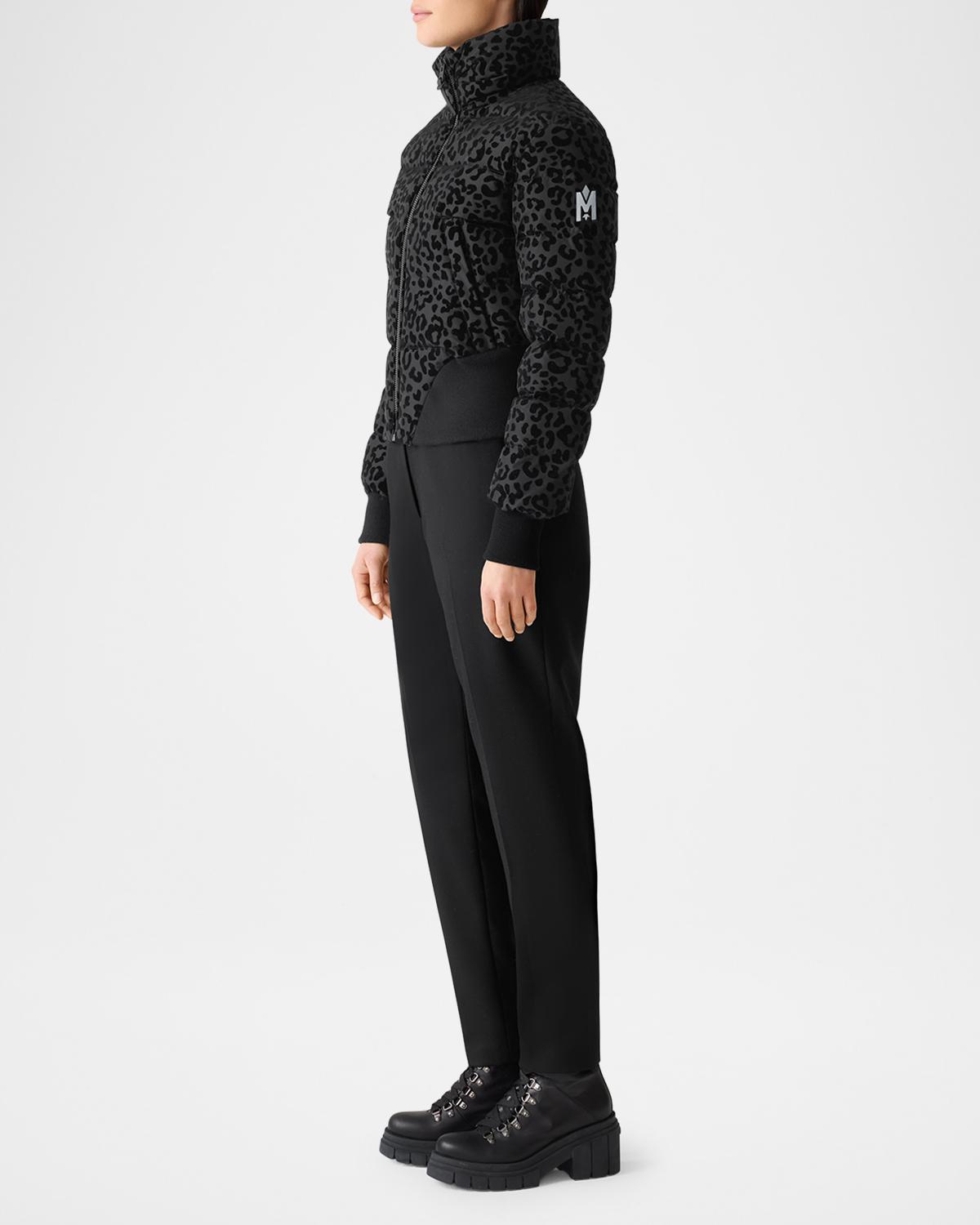 MACKAGE 야야 플립 레오파드 숏 다운 자켓
