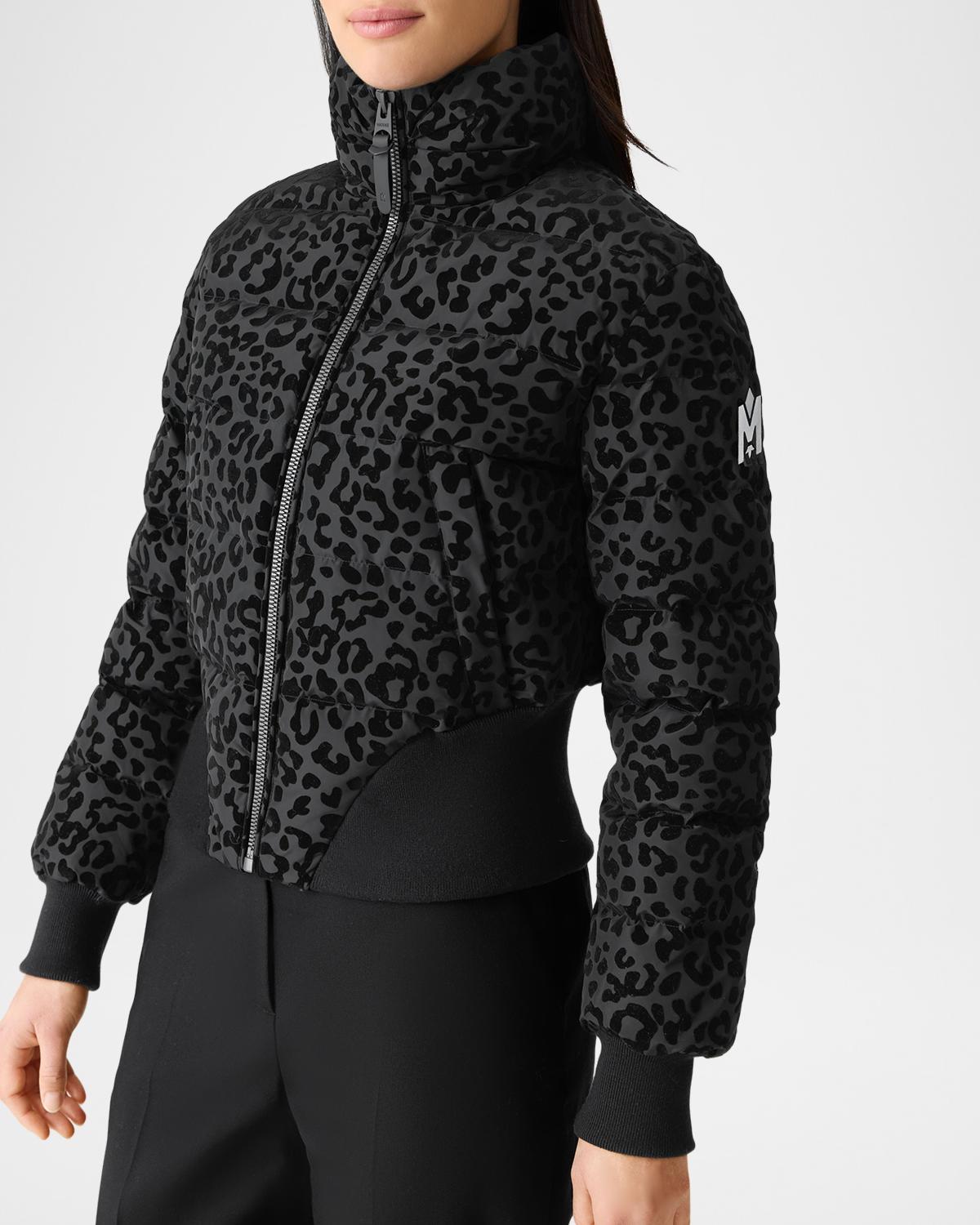 MACKAGE 야야 플립 레오파드 숏 다운 자켓