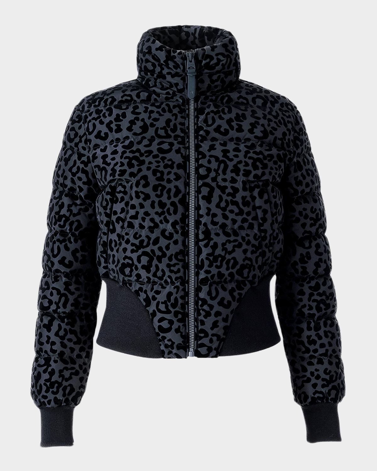 MACKAGE 야야 플립 레오파드 숏 다운 자켓