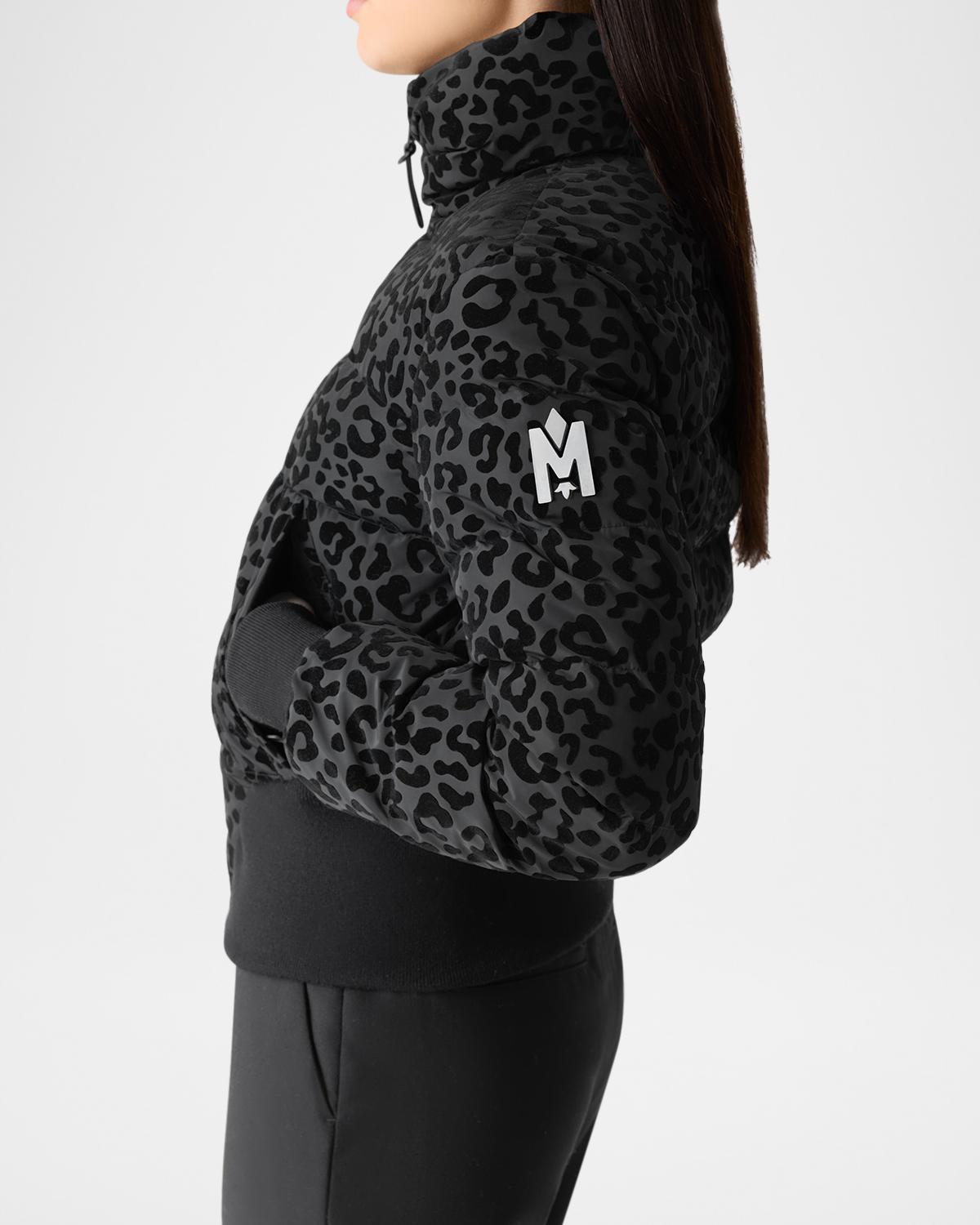 MACKAGE 야야 플립 레오파드 숏 다운 자켓