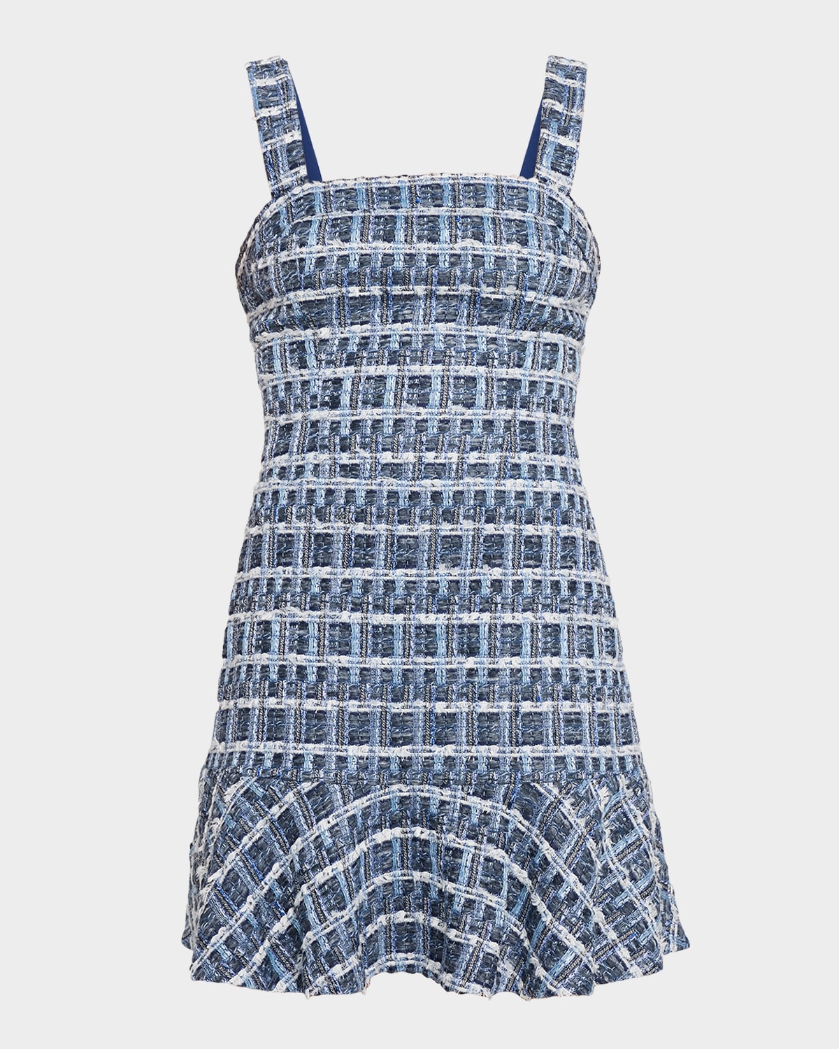 Alice + Olivia Kaidra Textured Denim Tweed Drop-Waist Mini Dress
