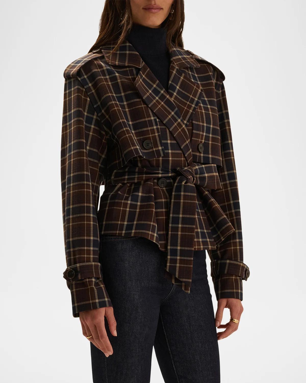 The Cropped Charles Countryside Plaid Trench Coat - thumbnail 4