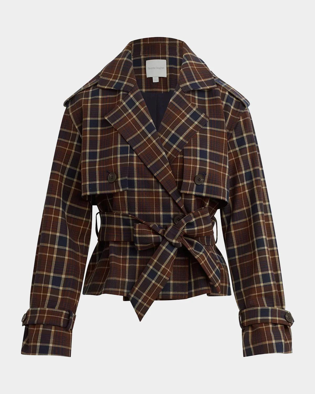 The Cropped Charles Countryside Plaid Trench Coat