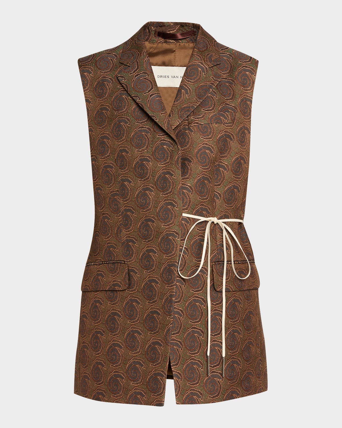 Dries Van Noten Swirl Jacquard Wrap Vest | Neiman Marcus