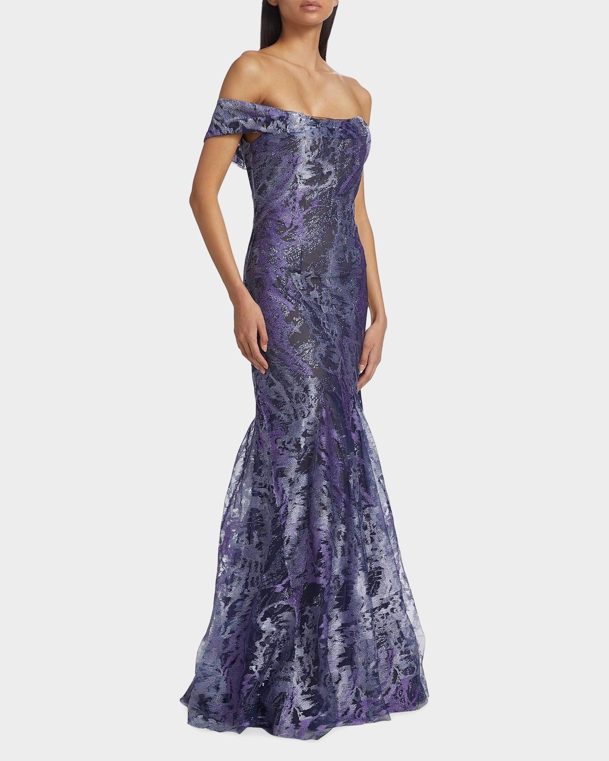 Metallic Off-The-Shoulder Mermaid Gown - thumbnail 2
