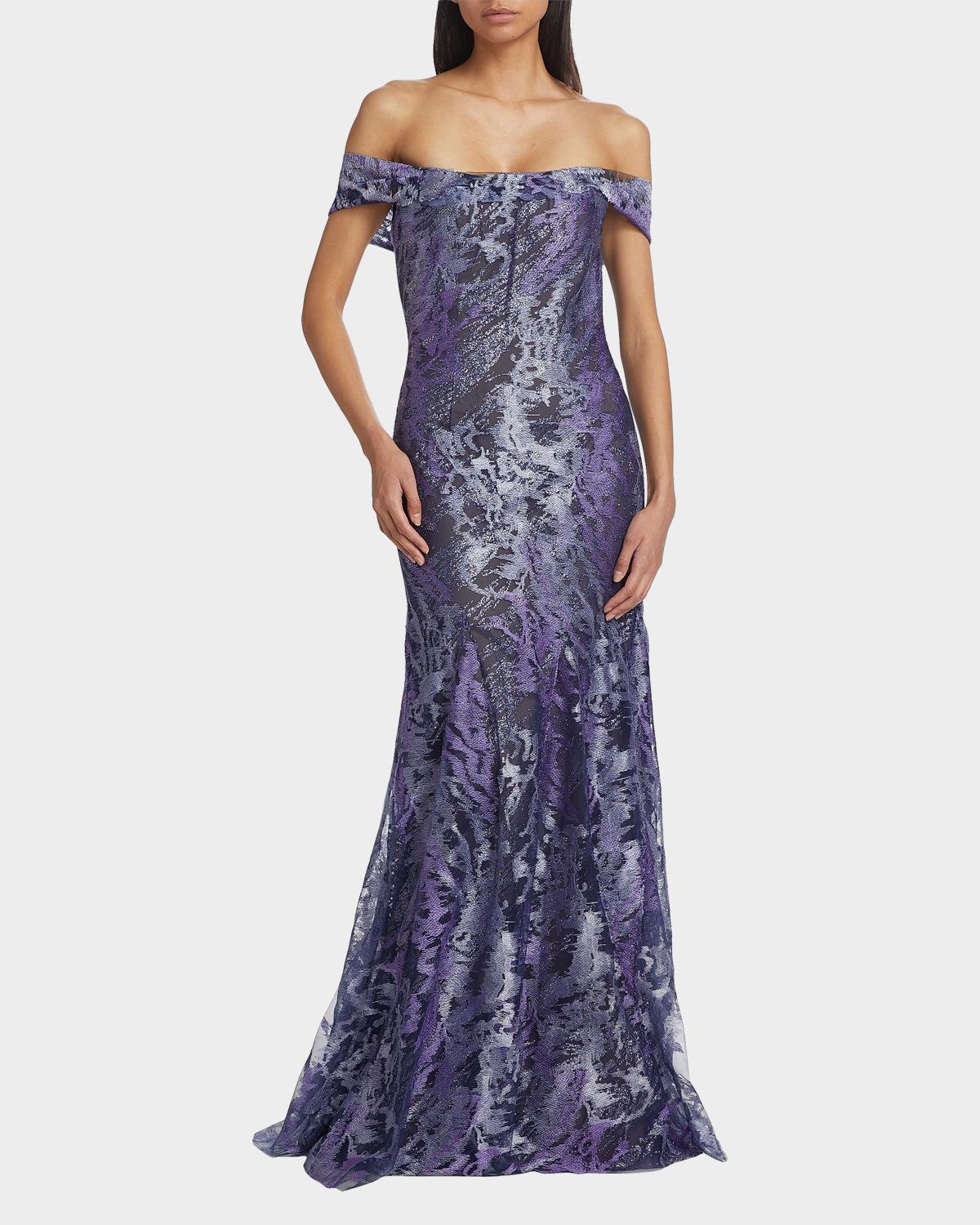 Metallic Off-The-Shoulder Mermaid Gown - thumbnail 4