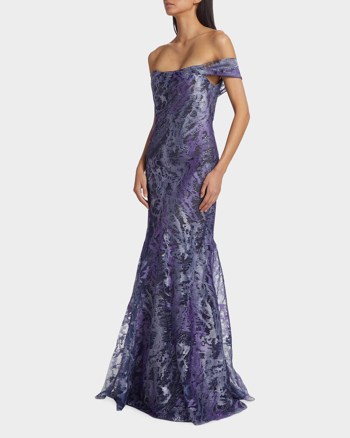 Metallic Off-The-Shoulder Mermaid Gown - thumbnail 6