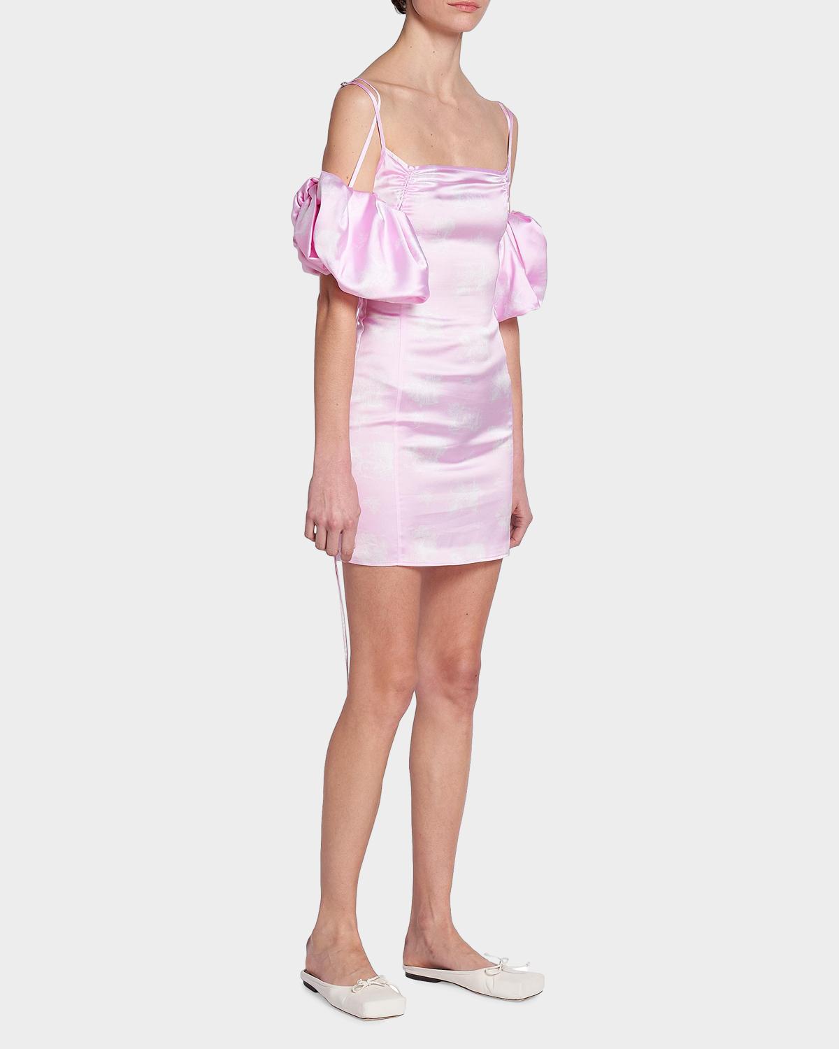 Chouchou Puff-Sleeve Satin Mini Dress - thumbnail 2