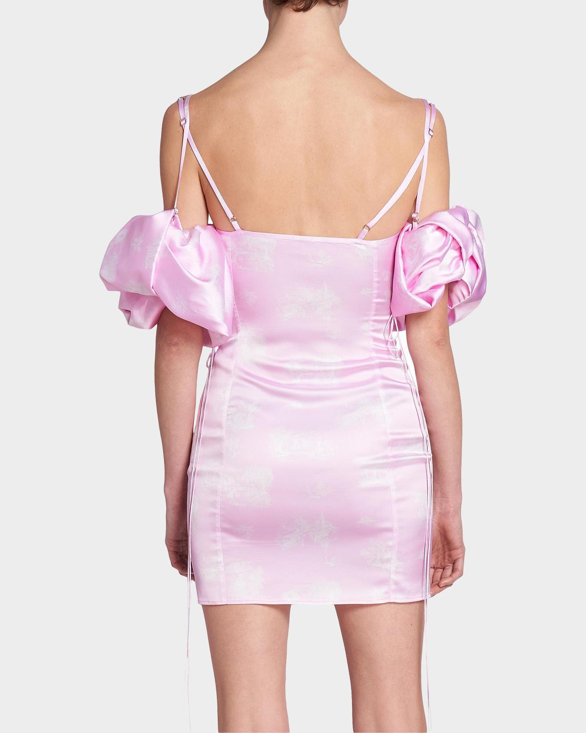 Chouchou Puff-Sleeve Satin Mini Dress - thumbnail 3