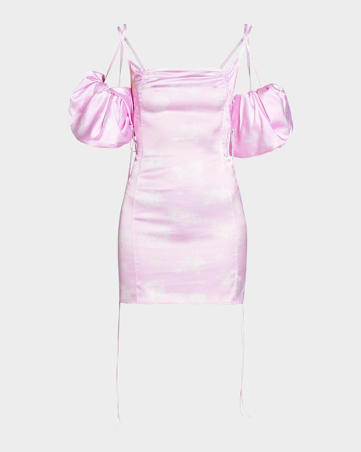 Chouchou Puff-Sleeve Satin Mini Dress