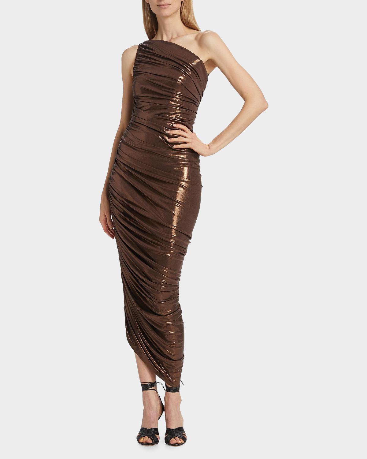 Diana Metallic One-Shoulder Midi Dress - thumbnail 4