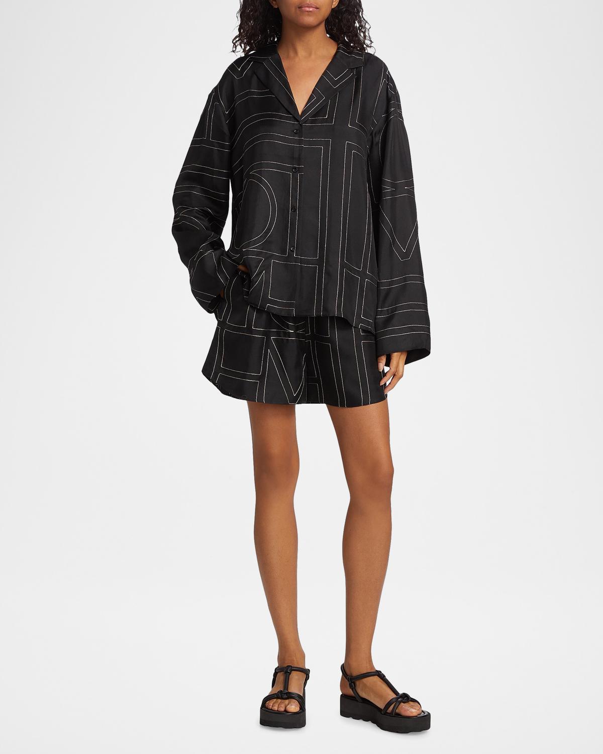 Silk Stitched-Logo Shorts - thumbnail 2