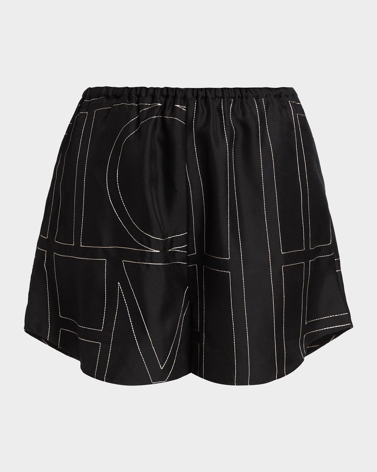 Silk Stitched-Logo Shorts