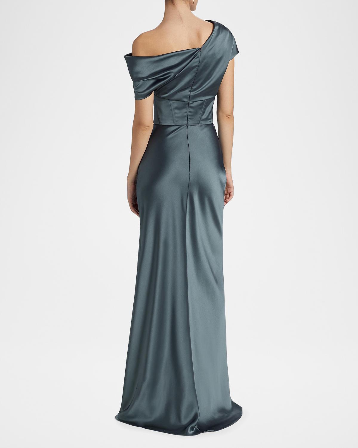 Satin One-Shoulder Gown - thumbnail 3