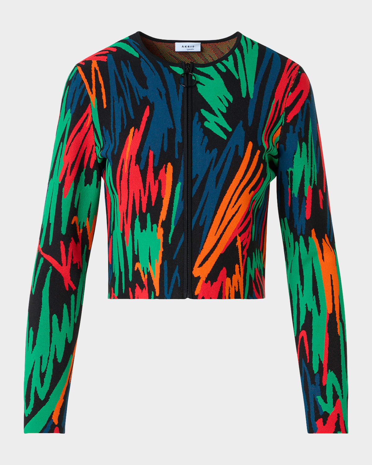 Akris punto Scribble Jacquard Knit Zip Cardigan | Neiman Marcus