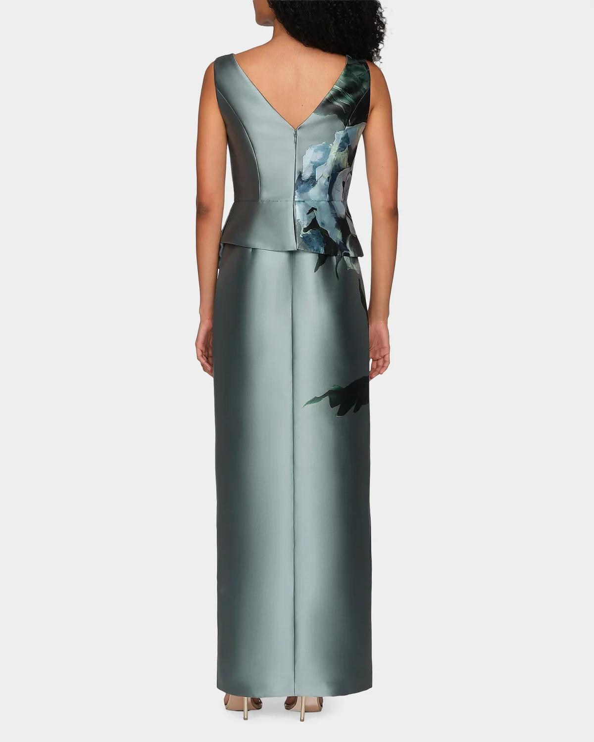 Luciana Satin Floral Column Gown - thumbnail 10