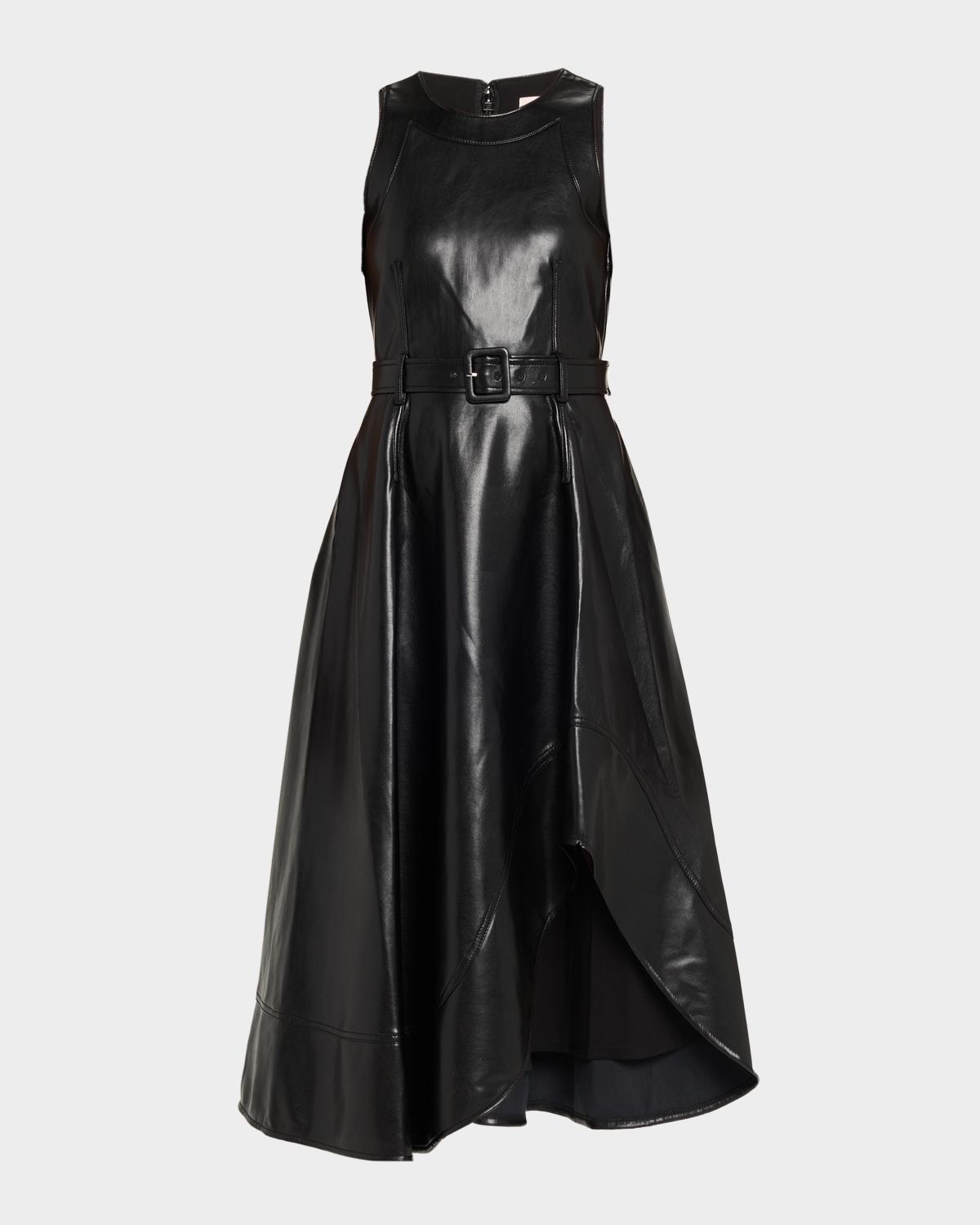 Cinq à Sept Vegan Leather Zelda Midi Dress | Neiman Marcus