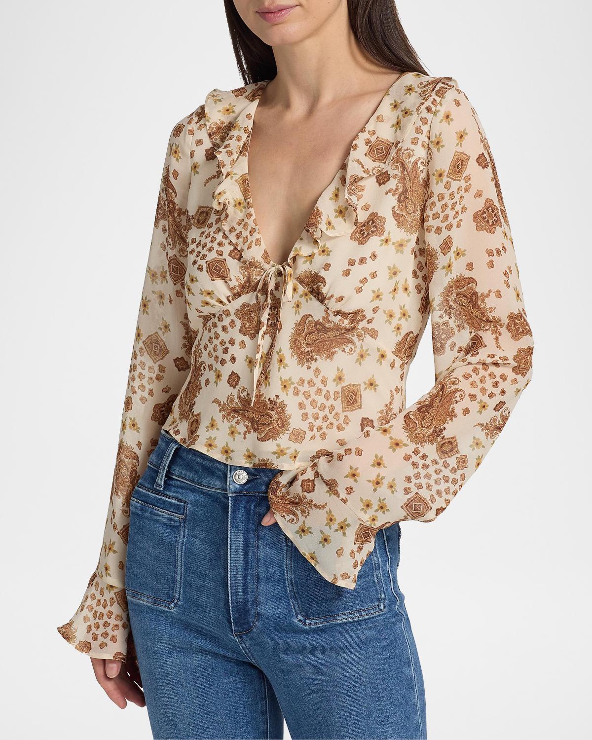 Delamar Paisley Silk Blouse - thumbnail 4