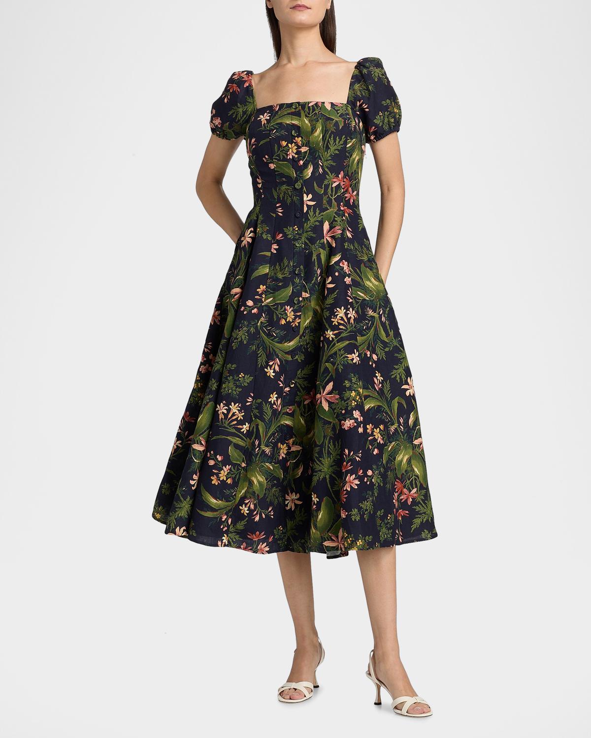 Lindi Silk-Linen Midi Dress - thumbnail 2