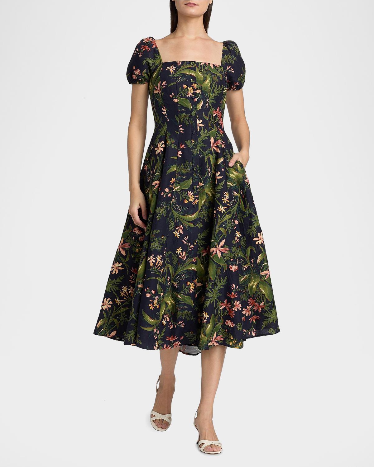 Lindi Silk-Linen Midi Dress - thumbnail 4