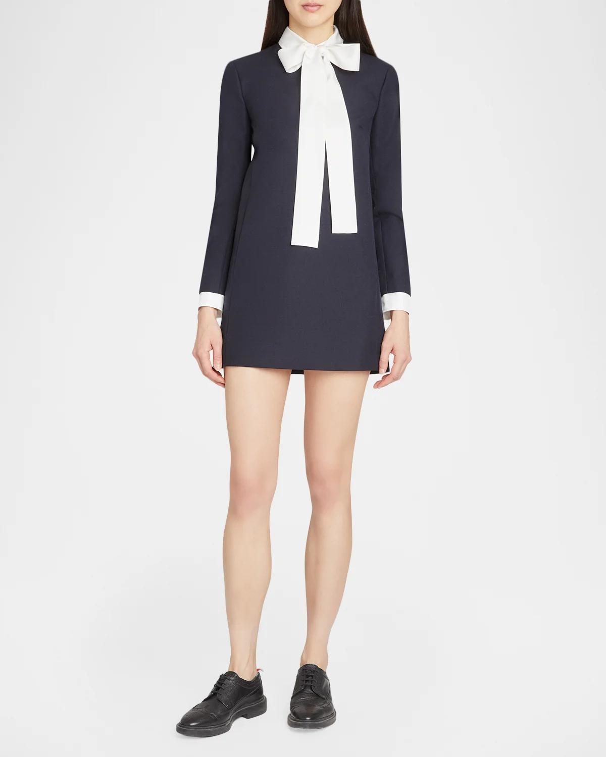 Tie-Neck Straight Shift Dress - thumbnail 2