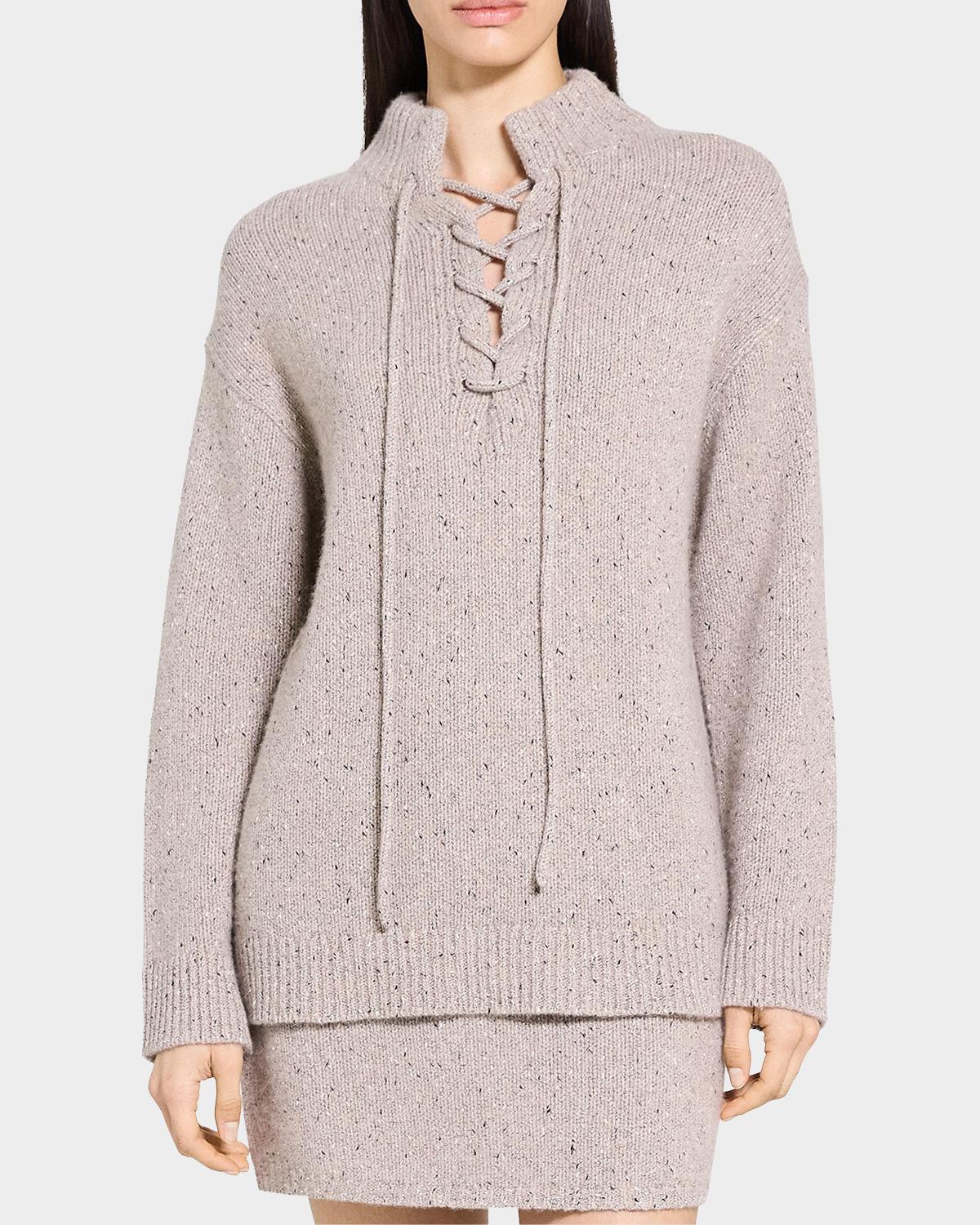 Oversized Drawstring Wool-Blend Pullover Sweater - thumbnail 4