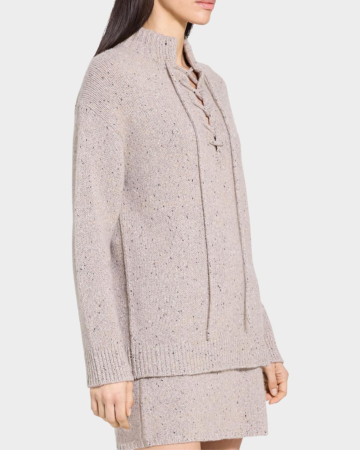 Oversized Drawstring Wool-Blend Pullover Sweater - thumbnail 6