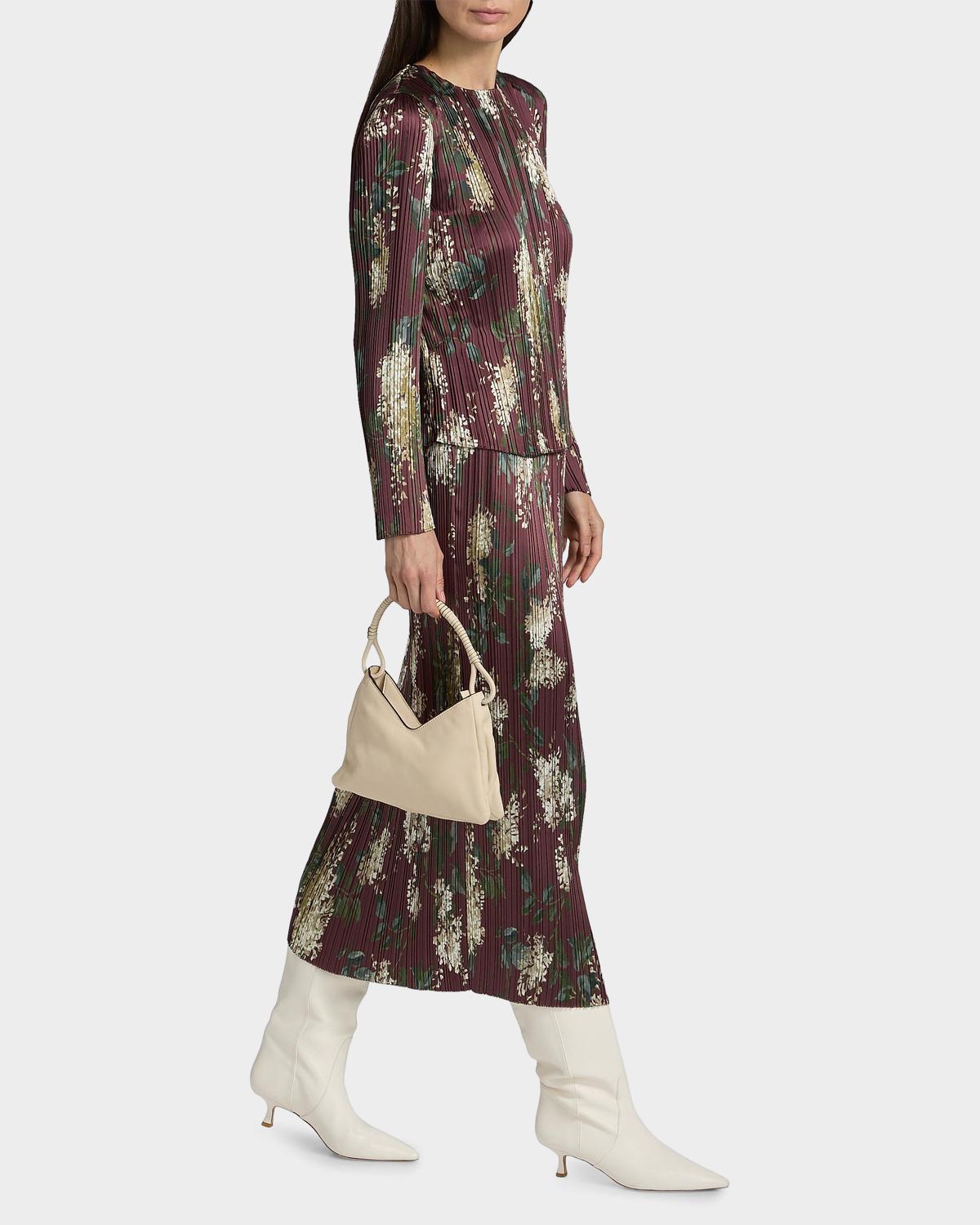 Floral Micro-Pleated Crewneck Top - thumbnail 2