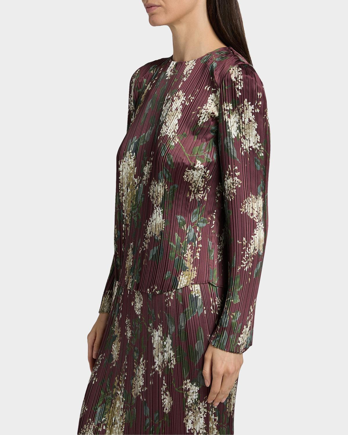 Floral Micro-Pleated Crewneck Top - thumbnail 6
