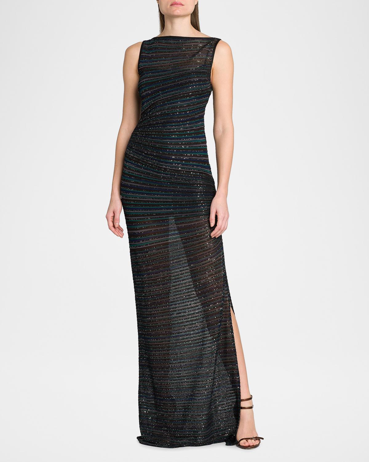 Metallic Striped Knit Gown - thumbnail 2