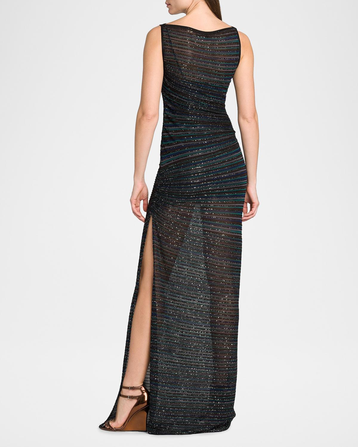 Metallic Striped Knit Gown - thumbnail 3